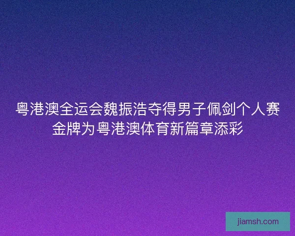 粤港澳全运会魏振浩夺得男子佩剑个人赛金牌为粤港澳体育新篇章添彩
